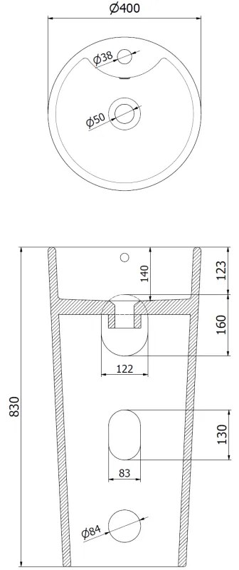 Mexen Rena, voľne stojace umývadlo 40x40x85 cm, biela, 26014000