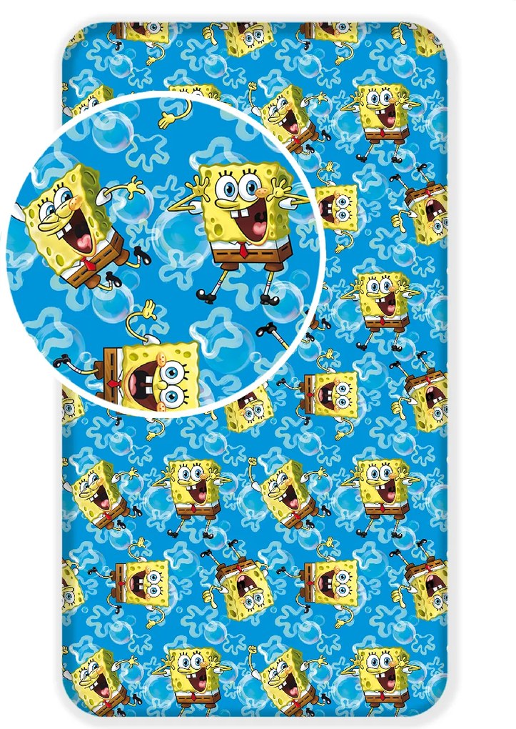 Jerry Fabrics Detské licenčné prestieradlo z bavlny Sponge Bob blue 90x200 cm