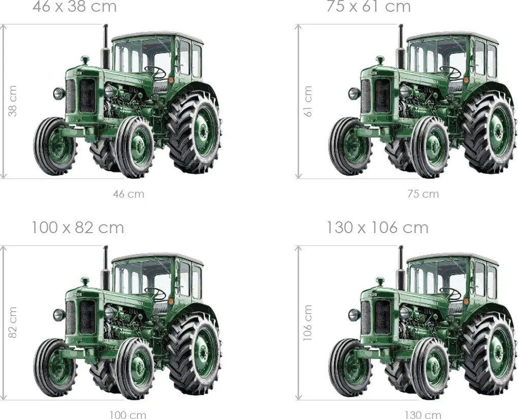 Retro traktor textilní prelepiteľná nálepka na stenu hárok 46 x 38 cm