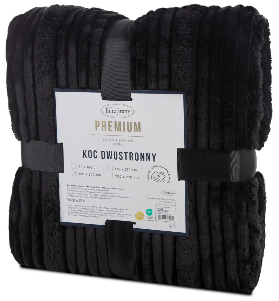 FLANELOVÁ DEKA NINA 200X220 CM ČIERNA