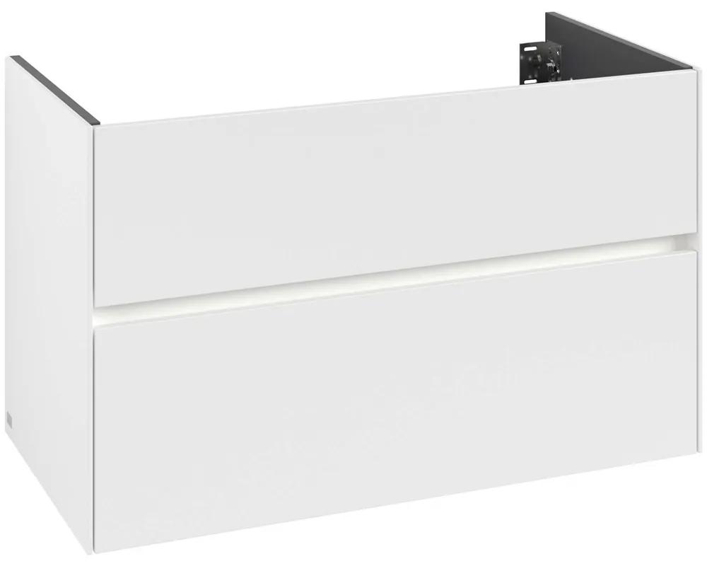 VILLEROY &amp; BOCH Collaro závesná skrinka pod umývadlo, 2 zásuvky, s LED osvetlením, 996 x 498 x 603 mm, White Matt, C139B0MS