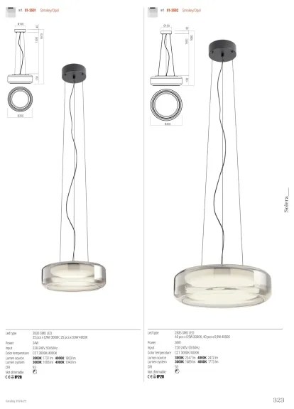 Redo 01-3591 - LED Luster na lanku SOLERA LED/24W/230V pr.35 cm CRI 93 3000/4000K