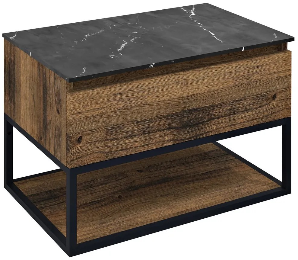 Sapho Sapho, SKARA umývadlová skrinka 80x50x45cm, čierna mat/dub collingwood, CG008-1919