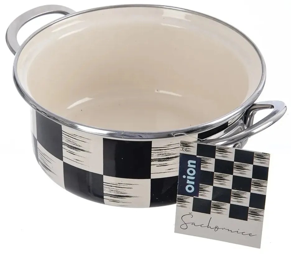 Kastróll smalt ŠACHOVNICA Lem 1,6 l , pr. 18 cm