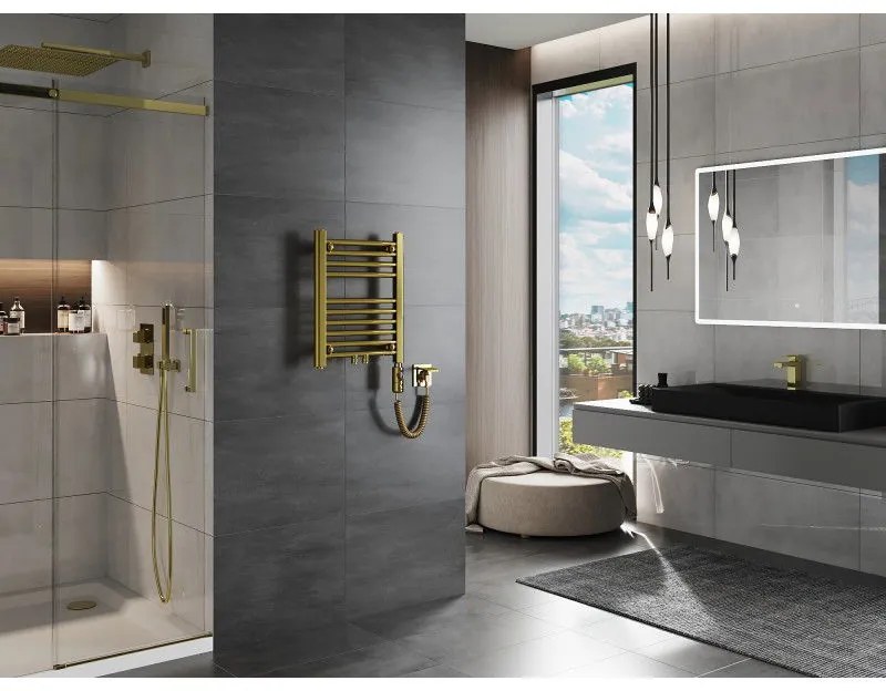 Mexen Mars, elektrické vykurovacie teleso 500 x 400 mm, 300 W, zlatá lesklá, W110-0500-400-2300-50