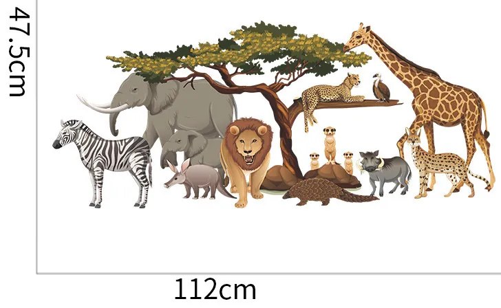 Samolepka na stenu "Africké zvieratá" 112x47cm