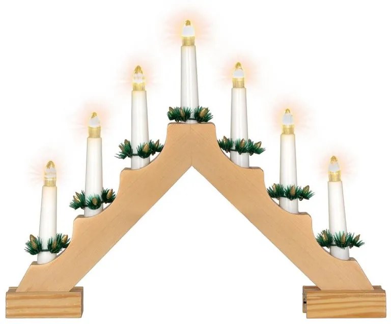 Nexos 75651 Vianočný svietnik na batérie, 7 LED svetiel, ihlan