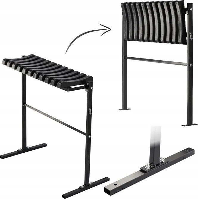 Garden Line SKLADACIA LAVICA, DĹŽKA 68 CM, S OPOROU PRE NOHY – ČIERNA *8282