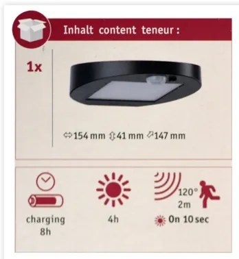 Paulmann 94246 - LED/1,2W IP44 Vonkajšie solárne svietidlo so senzorom RYSE 3,7V