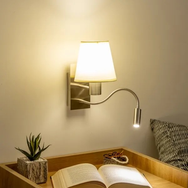 Brilagi -LED Flexibilná nástenná lampa NUBILA 1xE27/25W/230V+LED/3W matný chróm/krémová