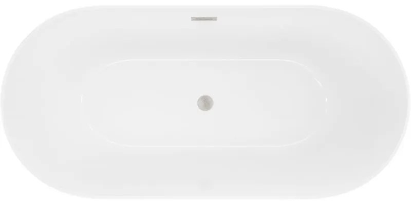 Mexen Luna, Slim voľne stojaca vaňa 170 x 75 cm, biela, prepad brúsený nikel, 52041707500-97