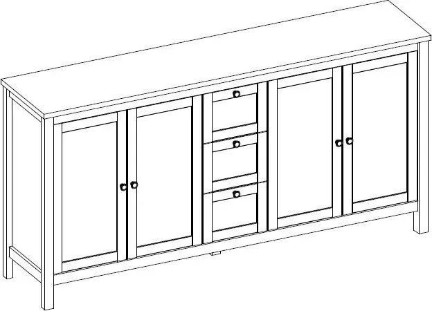 Široká úložná komoda Bergen, biela/dub artisan
