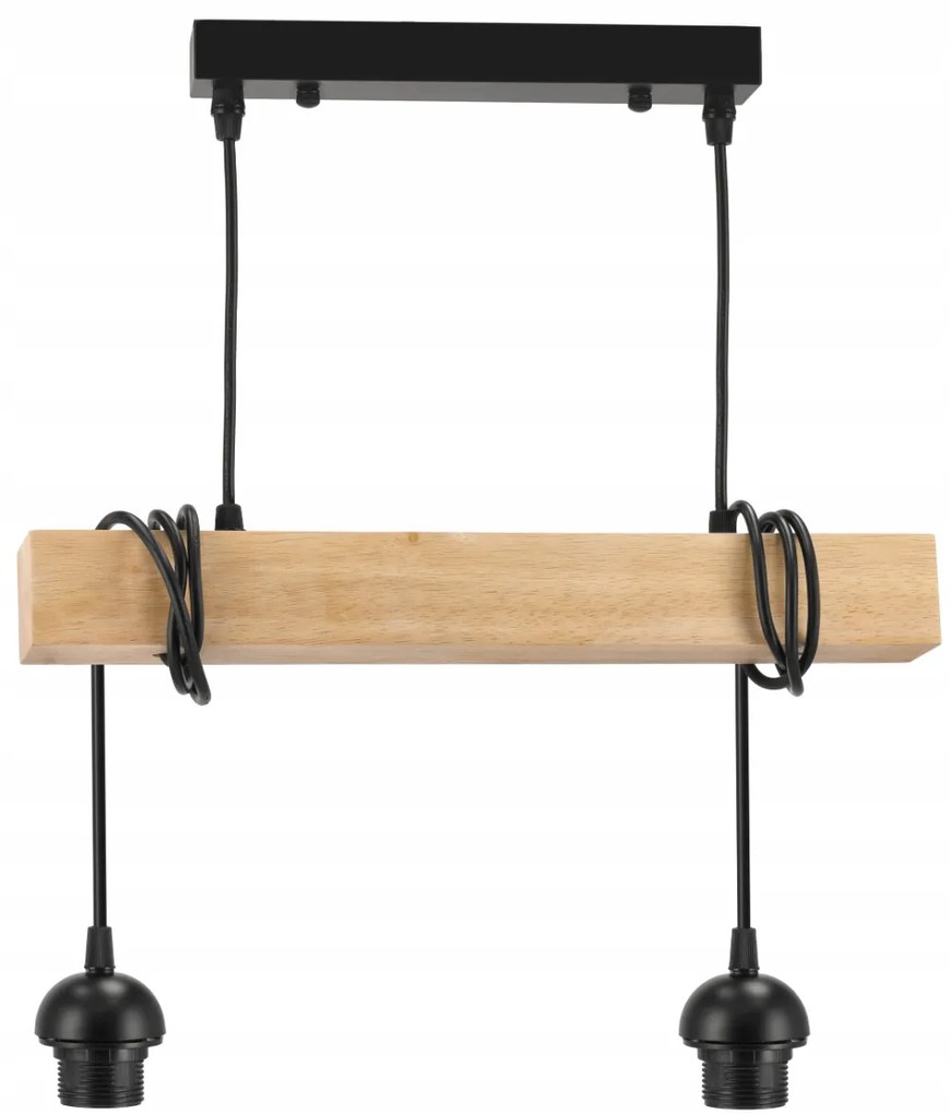 BERGE LED závesné stropné svietidlo drevený trám 2xE27 Loft Luster Spring