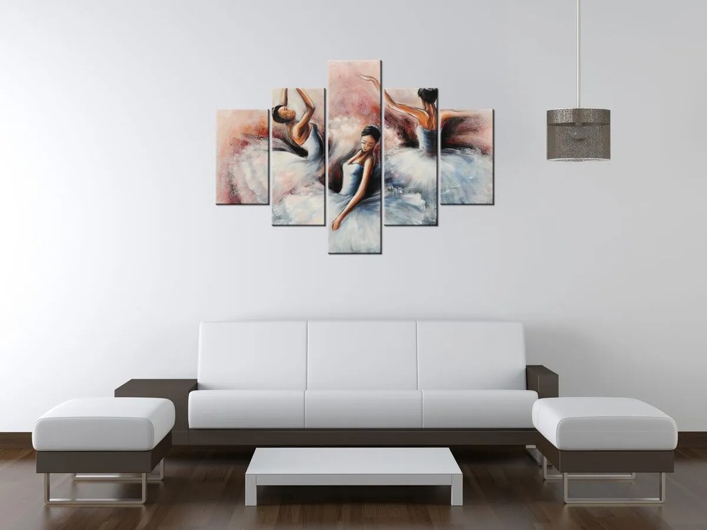 Gario Ručne maľovaný obraz Nádherné baletky - 5 dielny Rozmery: 150 x 70 cm