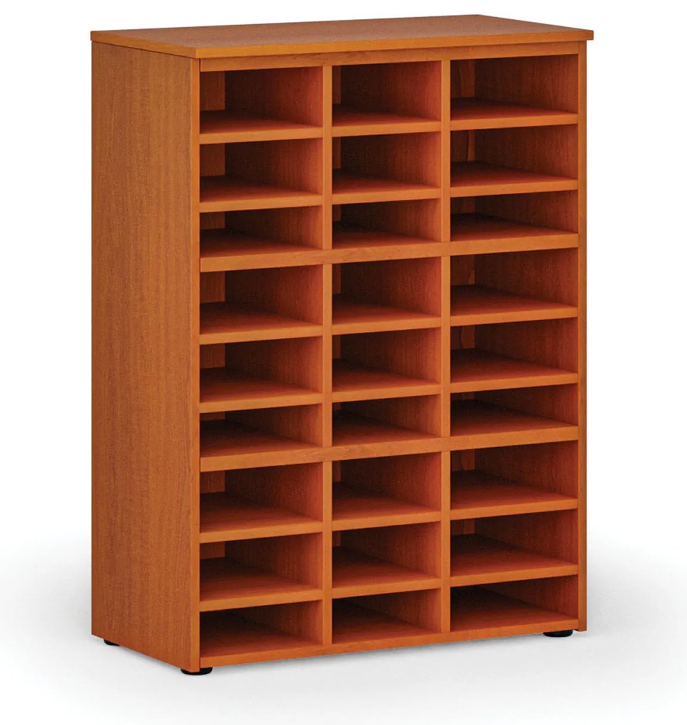 Triediaci regál PRIMO WOOD, 800 x 420 x 1087 mm, 27 priehradok, čerešňa