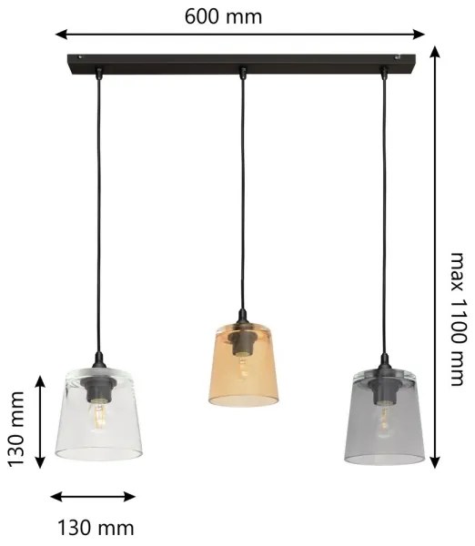 Luster na lanku LUCEA 3xE27/15W/230V