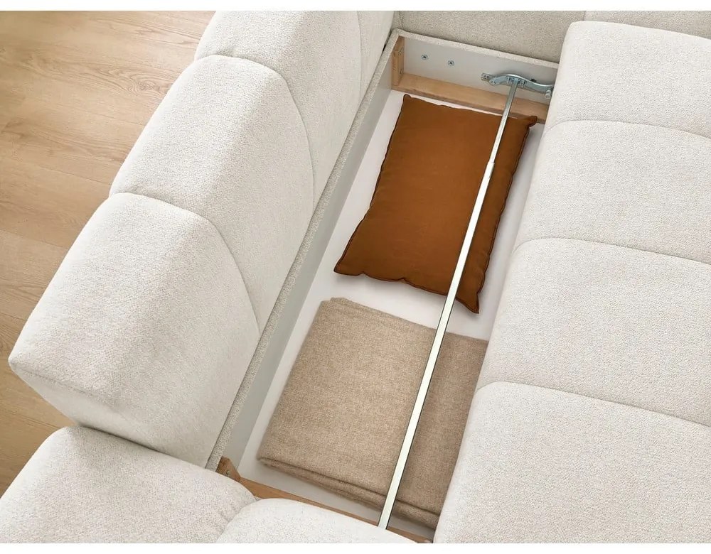 Biela ženilková rozkladacia/s úložným priestorom rohová pohovka (pravý roh/s leňoškou) Everest – Bobochic Paris