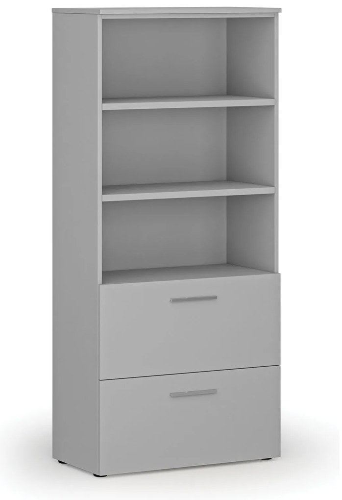 Skriňa so zásuvkami pre závesné zložky PRIMO GRAY, 800 x 420 x 1781 mm, sivá