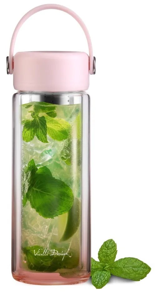 Ružová sklenená fľaša 350 ml Fuori – Vialli Design