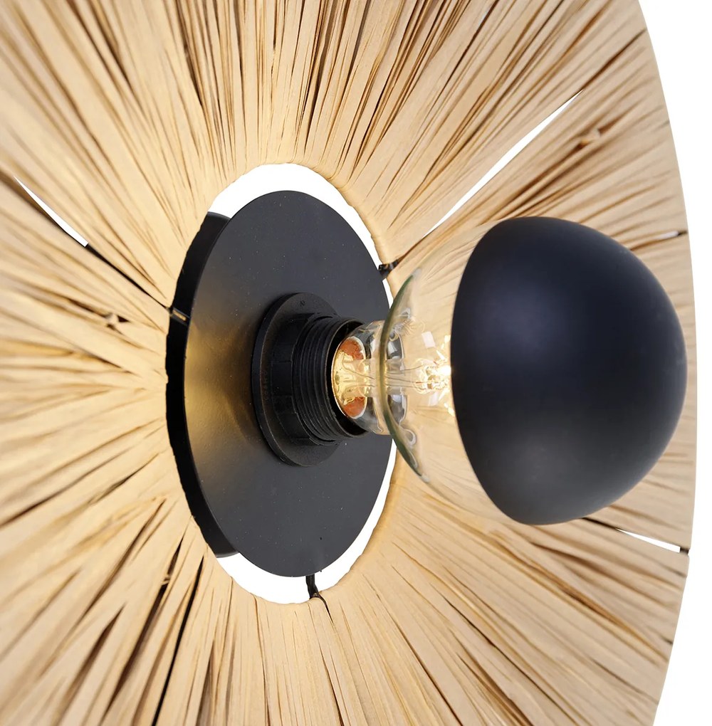 Rustikálna nástenná lampa čierna s lanom 45 cm - Leia