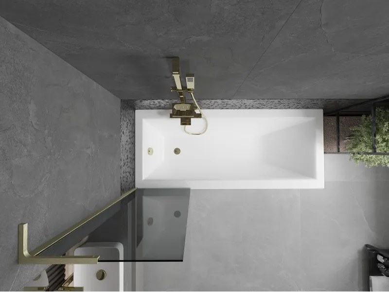Mexen Next L, 1-krídlová vaňová zástena 50 x 150 cm, 6mm šedé sklo, zlatý matný profil, 895-050-000-03-40-55