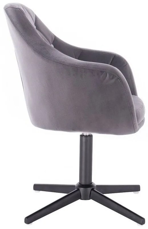 LuxuryForm DESIGN Kreslo ROMA VELUR na čiernom kríži - tmavo šedé