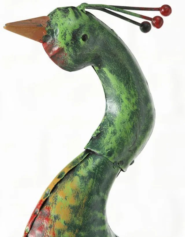 Záhradná kovová figúrka Peafowl Duo, 78 cm, zelená/modrá