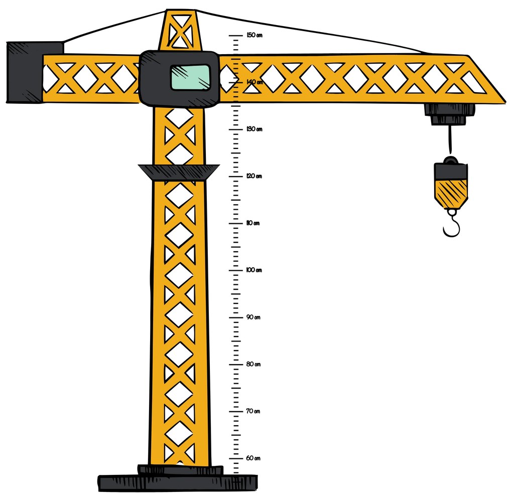 PIPPER. Samolepka na stenu "Detský meter - Žeriav"