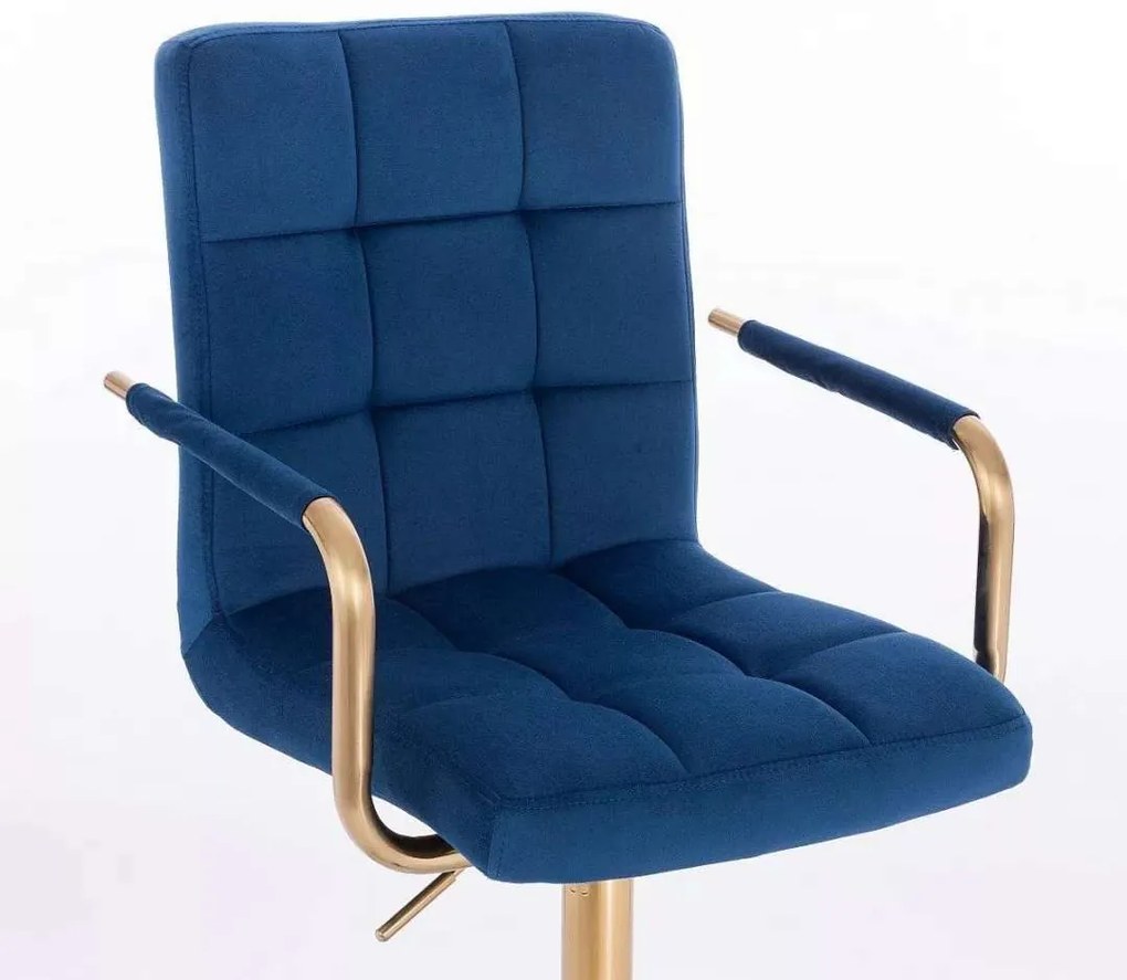 LuxuryForm DESIGN Stolička VERONA GOLD VELUR na čiernom tanieri - modrá