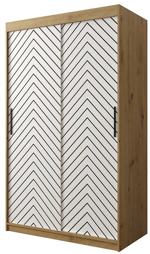 Skriňa Jodełka 1 120 dub Artisan/biely/čierna