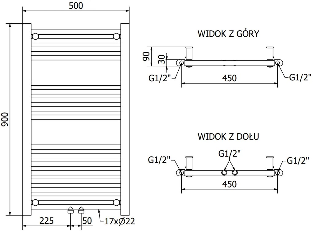 Mexen Mars, elektrické vykurovacie teleso 900 x 500 mm, 400 W, čierna, W110-0900-500-6400-70