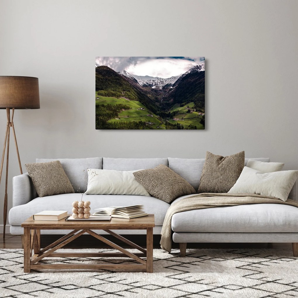 Obraz - Údolie pod horami (90x60 cm)