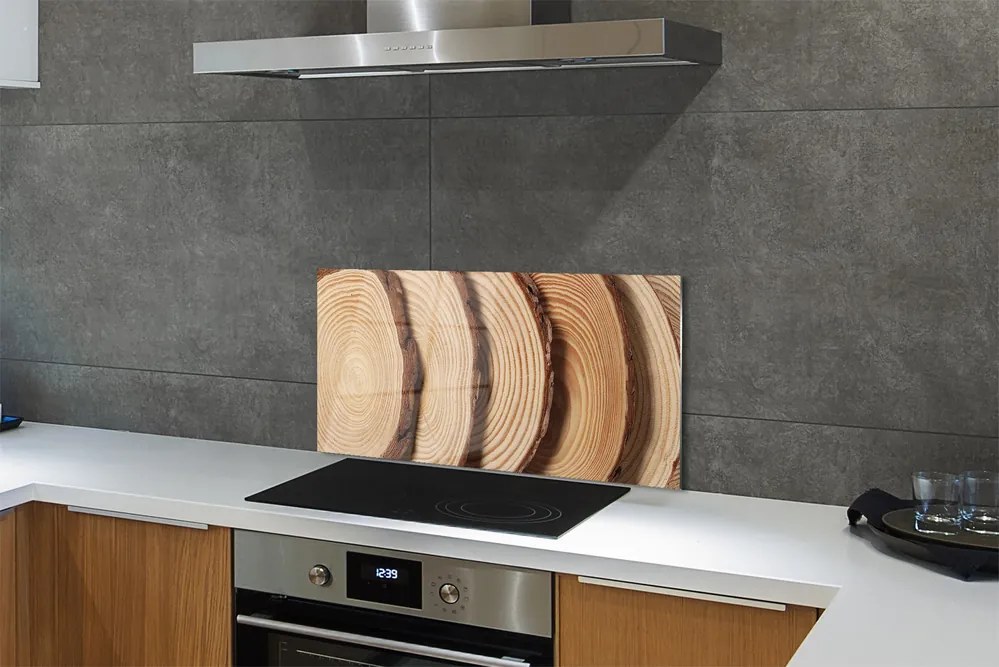 Sklenený obklad do kuchyne plátky obilia dreva 125x50 cm