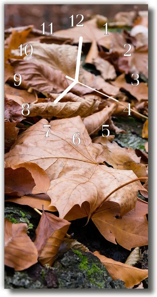 Skleněné hodiny vertikální Příroda Podzimní oranžové listy