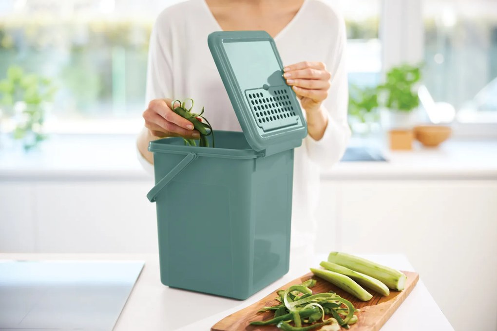 Odpadkový kôš s FILTROM, na bio odpad, Kompostér BIO, matne zelený, 9l