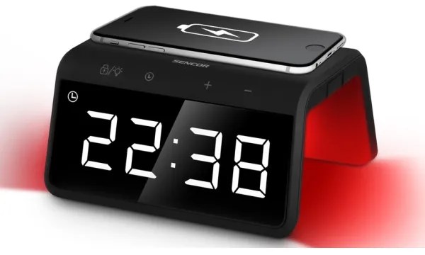 Sencor - LED RGB Budík s bezdrôtovým nabíjaním 10W/1xCR2032