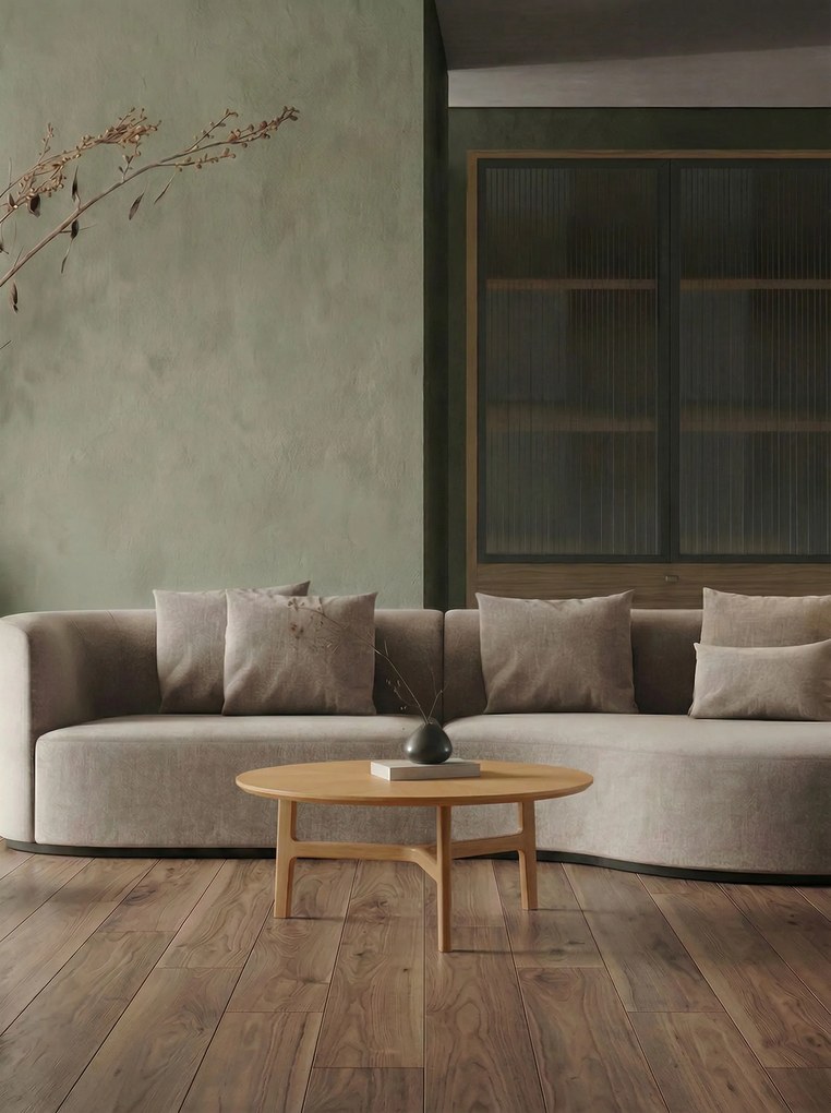 Mazzoni BELLUNO Prírodný jaseň - DREVENÝ KONFERENČNÝ STOLÍK Ø65 cm OKRÚHLY MODERN CLASSIC