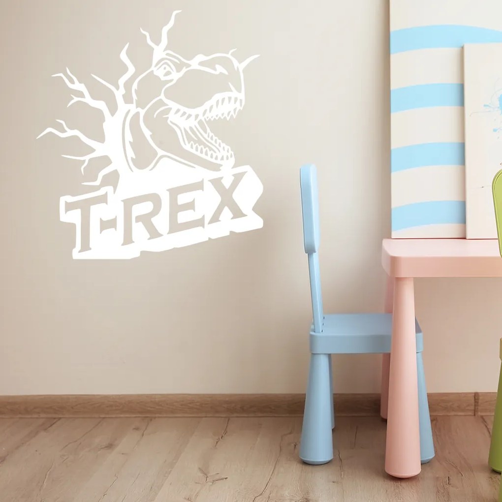 Veselá Stena Samolepka Dinosaurus T-REX Farba: červená, Veľkosť: 40 x 43 cm