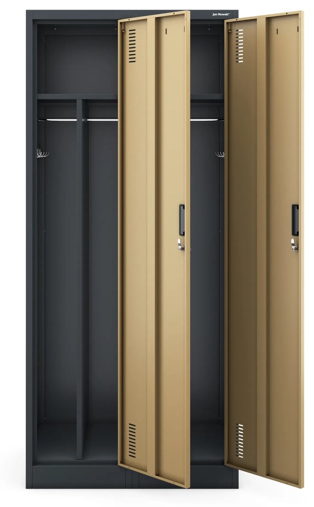 Šatníková pracovná skrinka so štyrmi priehradkami, antracitová/orechová, 800x1800x500 mm: KACPER Eco Design