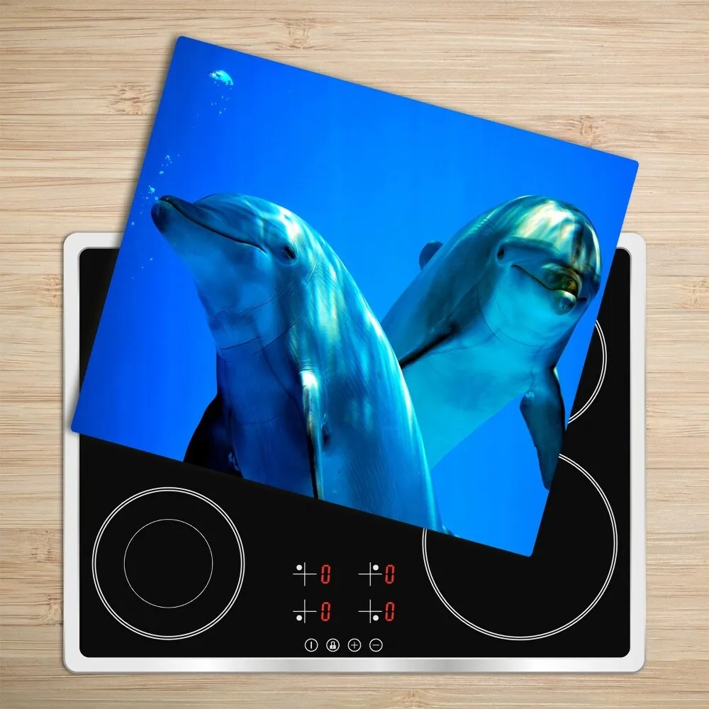 Sklenená doska na krájanie Dva delfíny 60x52 cm