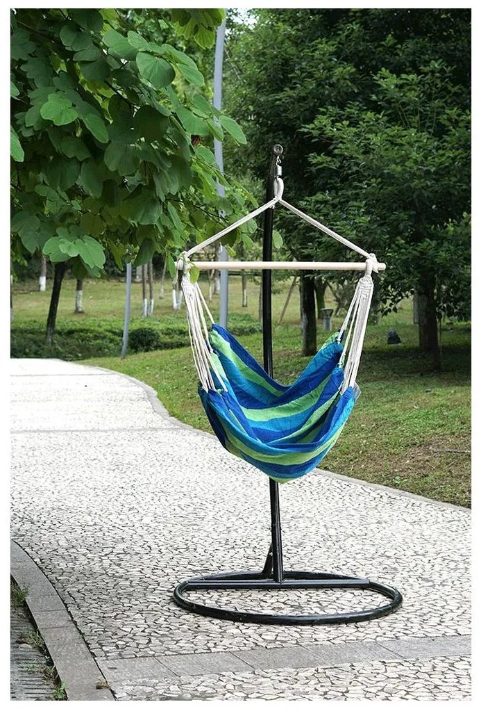 Závesné hojdacie kreslo, biela/pásik, modrá/zelená, LINDO NEW