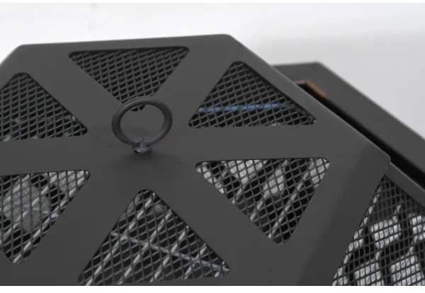 Prenosné ohnisko na drevo s roštom čierna/patina