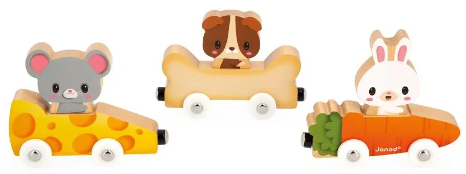 Drevený magnetický vláčik a domáce zvieratká