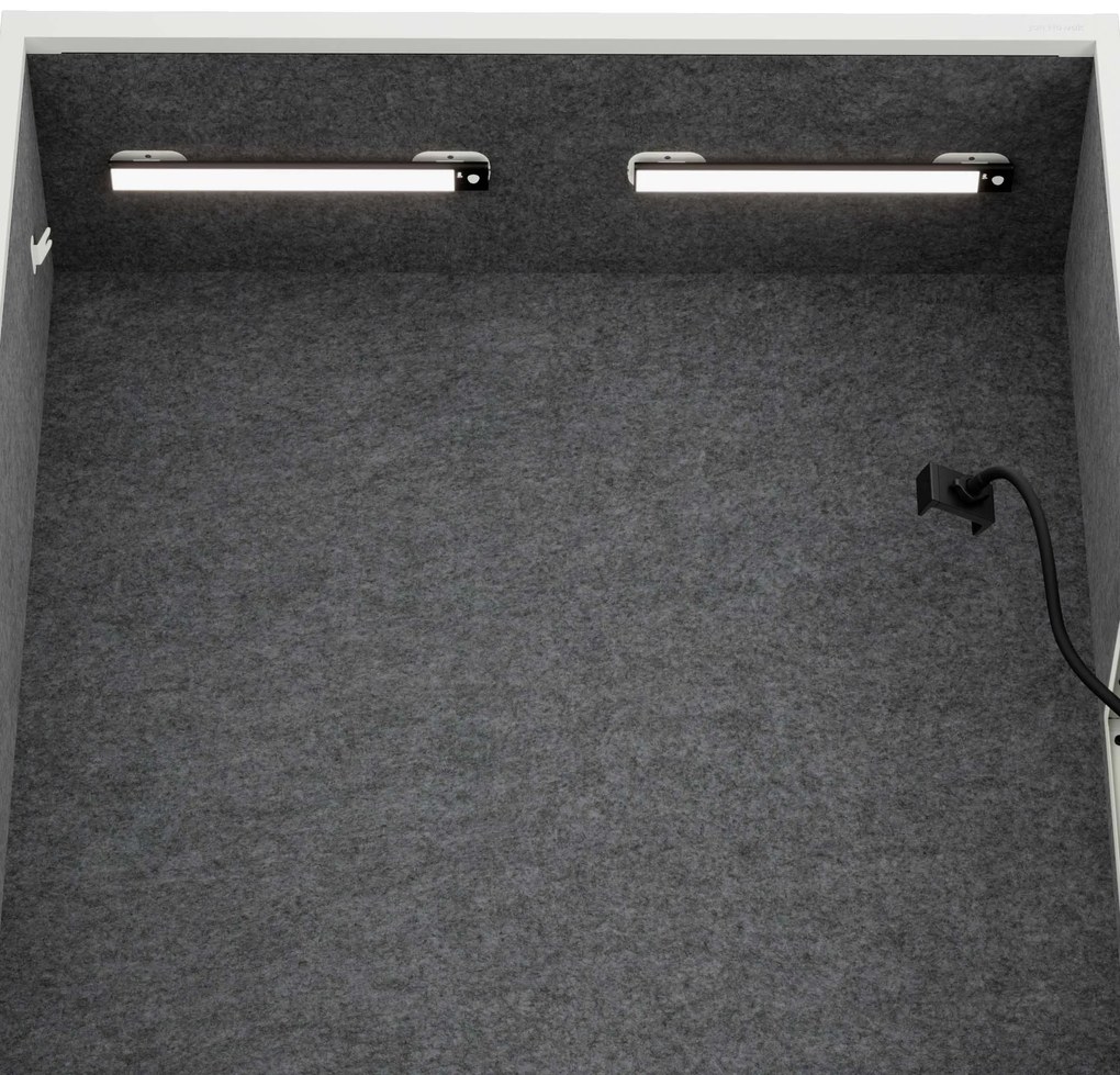 Akustická kabína SALLY MentalBox 1150 mm – biely korpus, tmavosivé sedadlo