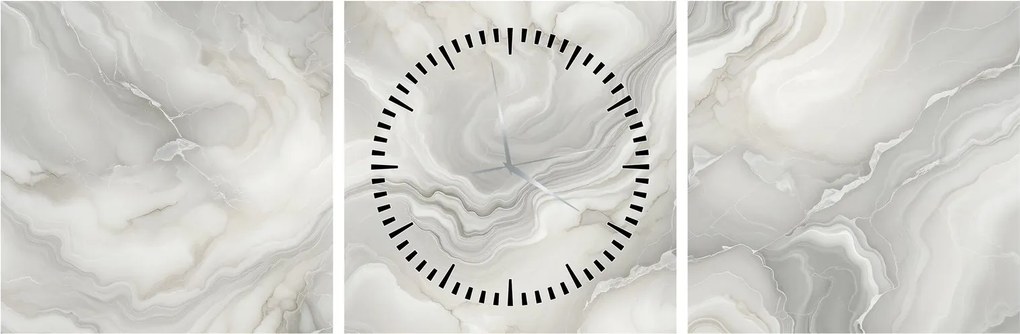 Obraz - Prírodná mramorová textúra (s hodinami) (90x30 cm)