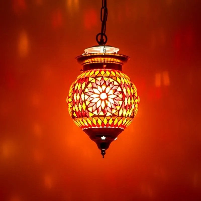 Stropné orient svietidlo závesné Globe mozaika vzor RUBY Ø15