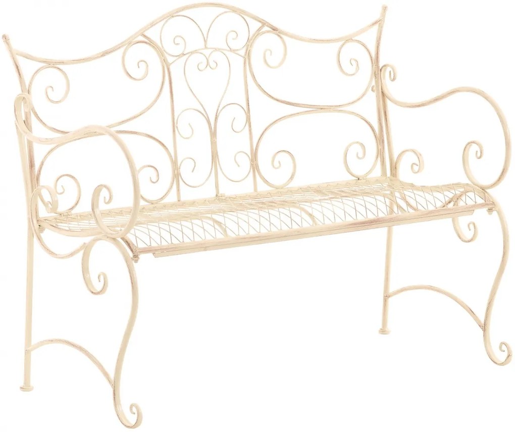 Rustikálna kovová lavička Tar - Krémová antik