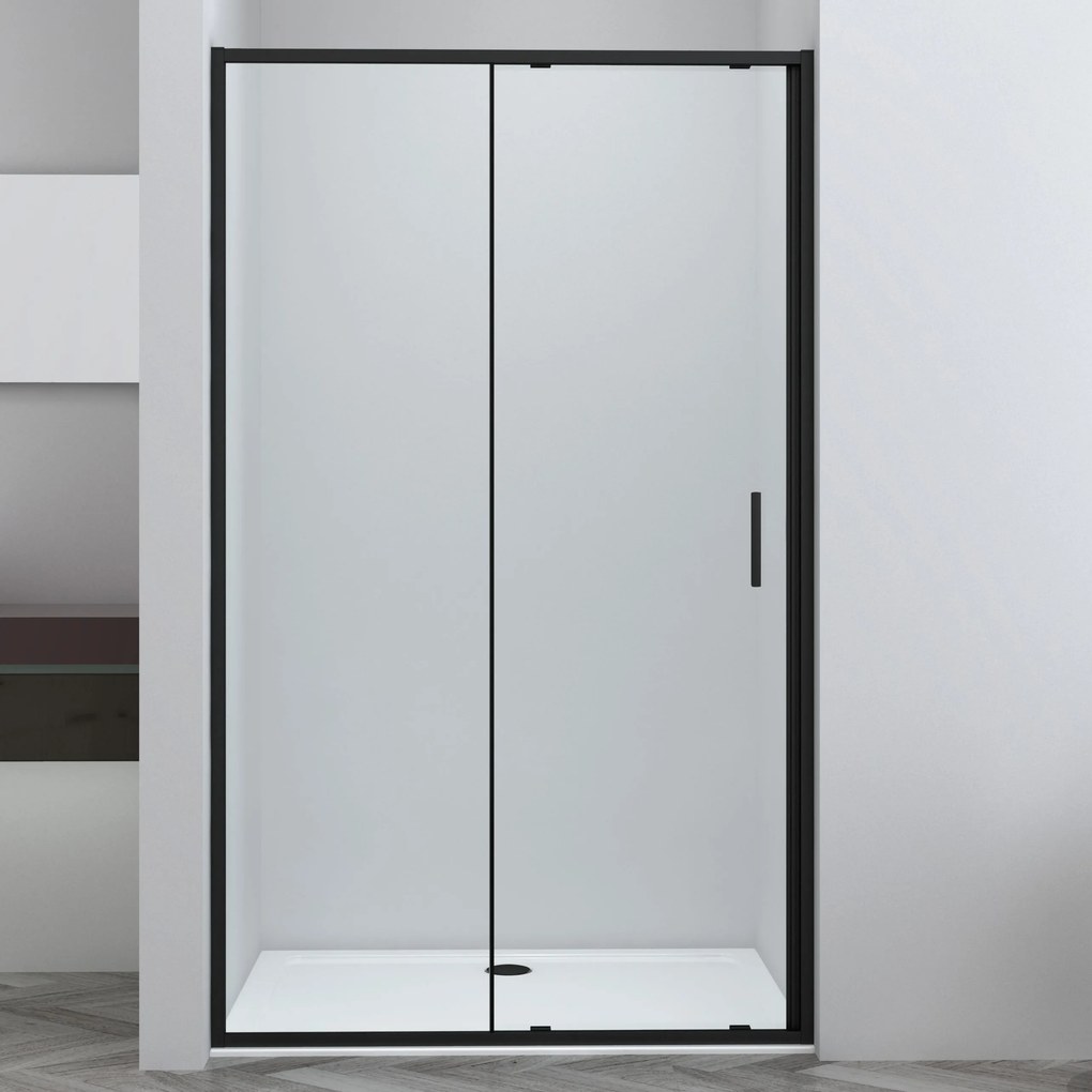 Novoterm Jednokrídlové posuvné sprchové dvere NV-Solid DS BL 120, čierna/transparent - bez vaničky