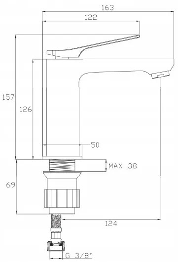 Invena Paros, umývadlová batéria, čierna matná, BU-09-004-A
