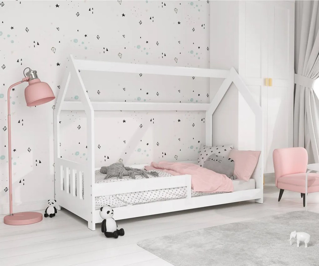 Detská posteľ DOMČEK D5C 80x160cm masív biela | AMI Nábytok